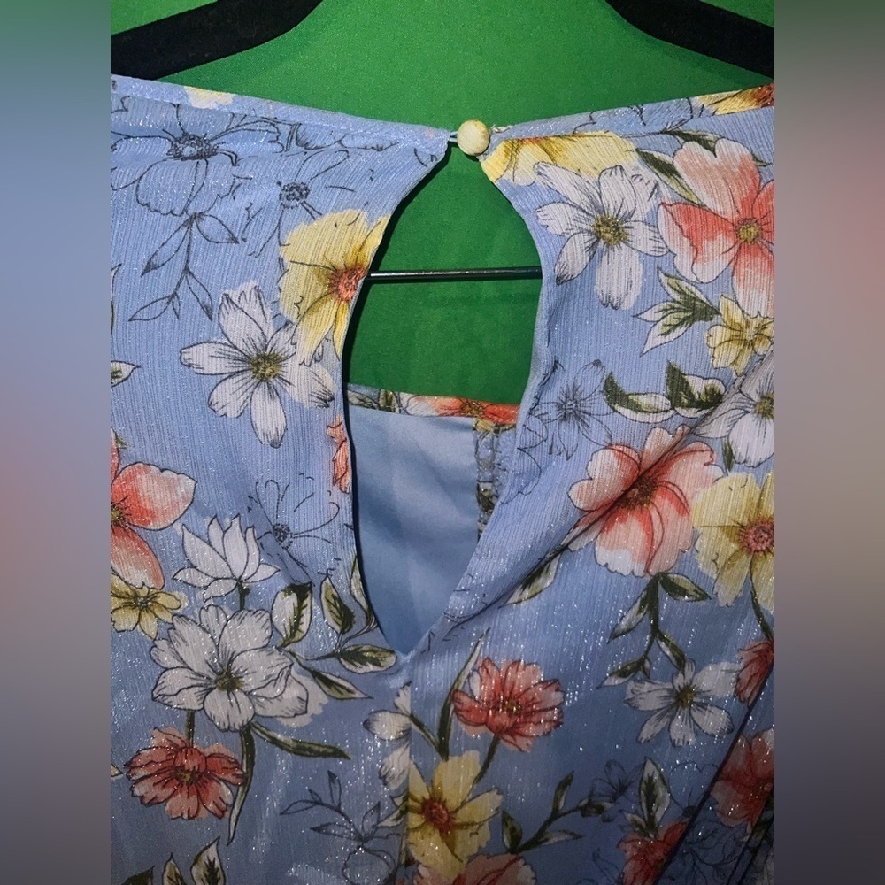 Calvin Klein Floral Blue Dress size 14W - Picture 6 of 9